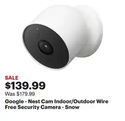 Best Buy Google - Nest Cam Indoor/Outdoor Wire Free Security Camera - Snow offer