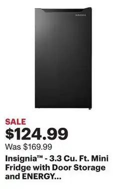 Best Buy Insignia - 3.3 Cu. Ft. Mini Fridge with Door Storage and ENERGY STAR Certification - Black offer