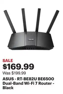 Best Buy ASUS - RT-BE82U BE6500 Dual-Band Wi-Fi 7 Router - Black offer