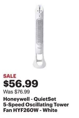 Best Buy Honeywell - QuietSet 5-Speed Oscillating Tower Fan HYF260W - White offer