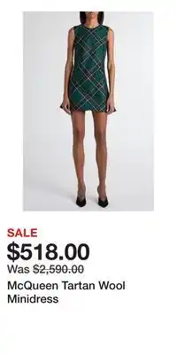 Nordstrom McQueen Tartan Wool Minidress offer