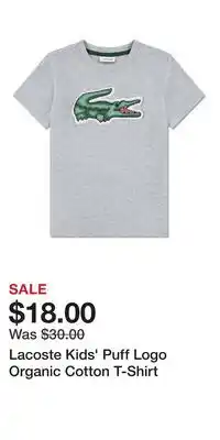 Nordstrom Lacoste Kids' Puff Logo Organic Cotton T-Shirt offer