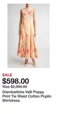 Nordstrom Giambattista Valli Poppy Print Tie Waist Cotton Poplin Shirtdress offer