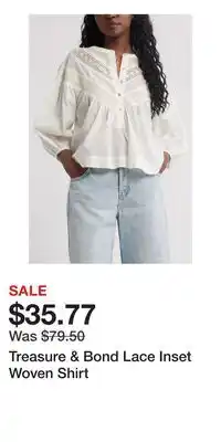 Nordstrom Treasure & Bond Lace Inset Woven Shirt offer
