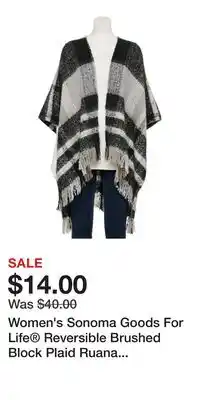 Kohl's Women's Sonoma Goods For Life Reversible Brushed Block Plaid Ruana Topper offer