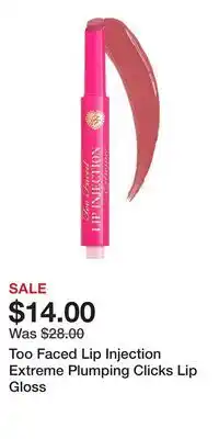 Kohl's Too Faced Lip Injection Extreme Plumping Clicks Lip Gloss offer