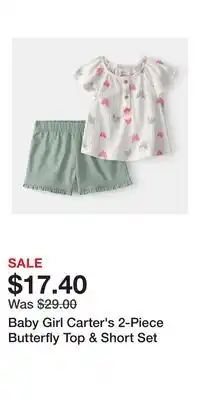 Kohl's Baby Girl Carter's 2-Piece Butterfly Top & Short Set offer