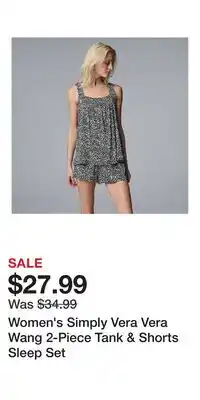 Kohl's Women's Simply Vera Vera Wang 2-Piece Tank & Shorts Sleep Set offer
