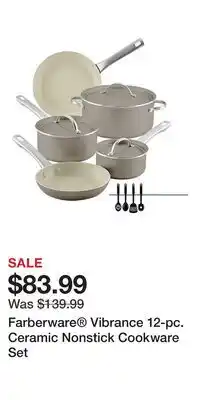 Kohl's Farberware Vibrance 12-pc. Ceramic Nonstick Cookware Set offer