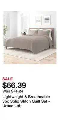 Kohl's Lightweight & Breatheable 3pc Solid Stitch Quilt Set - Urban Loft offer