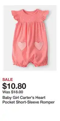 Kohl's Baby Girl Carter's Heart Pocket Short-Sleeve Romper offer