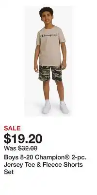 Kohl's Boys 8-20 Champion 2-pc. Jersey Tee & Fleece Shorts Set offer