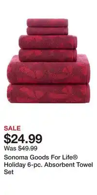 Kohl's Sonoma Goods For Life Holiday 6-pc. Absorbent Towel Set offer