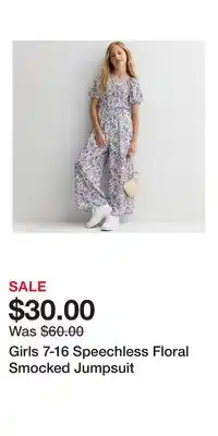 Kohl's Girls 7-16 Speechless Floral Smocked Jumpsuit offer