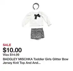 Marshalls BADGLEY MISCHKA Toddler Girls Glitter Bow Jersey Knit Top And And Printed Skort Set offer