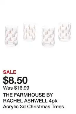 Marshalls THE FARMHOUSE BY RACHEL ASHWELL 4pk Acrylic 3d Christmas Trees Glasses offer