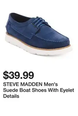 Marshalls STEVE MADDEN Men's Suede Boat Shoes With Eyelet Details offer