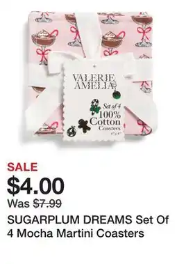 Marshalls SUGARPLUM DREAMS Set Of 4 Mocha Martini Coasters offer