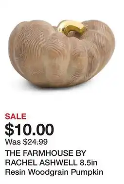 Marshalls THE FARMHOUSE BY RACHEL ASHWELL 8.5in Resin Woodgrain Pumpkin offer