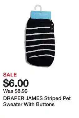Marshalls DRAPER JAMES Striped Pet Sweater With Buttons offer