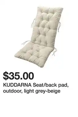 Ikea KUDDARNA Seat/back pad, outdoor, light grey-beige offer