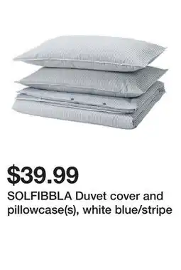 Ikea SOLFIBBLA Duvet cover and pillowcase(s), white blue/stripe offer