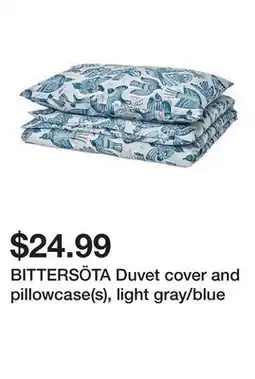 Ikea BITTERSÖTA Duvet cover and pillowcase(s), light gray/blue offer