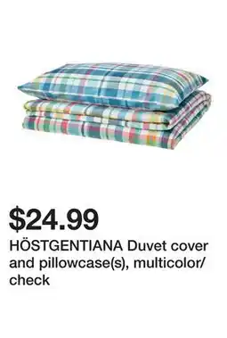 Ikea HÖSTGENTIANA Duvet cover and pillowcase(s), multicolor/check offer