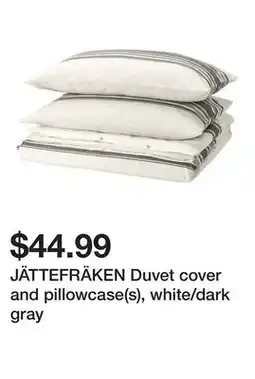 Ikea JÄTTEFRÄKEN Duvet cover and pillowcase(s), white/dark gray offer