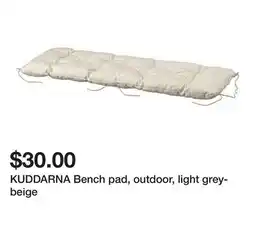 Ikea KUDDARNA Bench pad, outdoor, light grey-beige offer