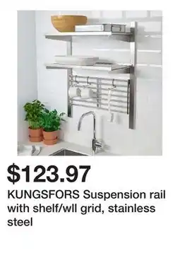 Ikea KUNGSFORS Suspension rail with shelf/wll grid, stainless steel offer
