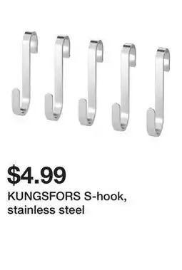 Ikea KUNGSFORS S-hook, stainless steel offer