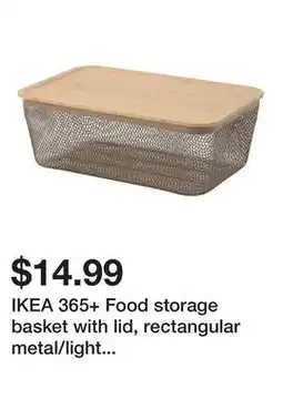 Ikea IKEA 365+ Food storage basket with lid, rectangular metal/light gray-brown bamboo offer