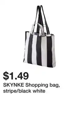 Ikea SKYNKE Shopping bag, stripe/black white offer