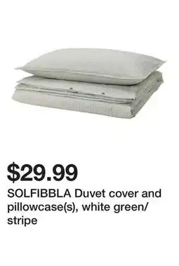 Ikea SOLFIBBLA Duvet cover and pillowcase(s), white green/stripe offer