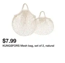 Ikea KUNGSFORS Mesh bag, set of 2, natural offer