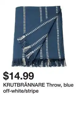 Ikea KRUTBRÄNNARE Throw, blue off-white/stripe offer