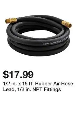 Harbor Freight Tools 1/2 in. x 15 ft. Rubber Air Hose Lead, 1/2 in. NPT Fittings offer