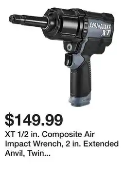 Harbor Freight Tools XT 1/2 in. Composite Air Impact Wrench, 2 in. Extended Anvil, Twin Hammer, 1200 ft-lbs offer