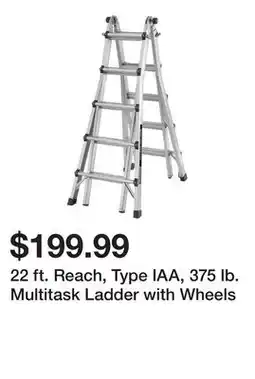 Harbor Freight Tools 22 ft. Reach, Type IAA, 375 lb. Multitask Ladder with Wheels offer