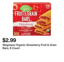 Wegmans Wegmans Organic Strawberry Fruit & Grain Bars, 6 Count offer