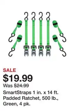Tractor Supply Company SmartStraps 1 in. x 14 ft. Padded Ratchet, 500 lb., Green, 4 pk offer