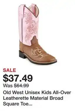 Tractor Supply Company Old West Unisex Kids All-Over Leatherette Material Broad Square Toe Boots, VB9177 offer