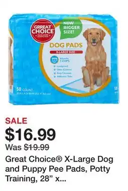 Petsmart Great Choice X-Large Dog and Puppy Pee Pads, Potty Training, 28 x 30, Unscented, 50 Count offer