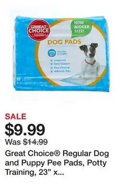 Petsmart Great Choice Regular Dog and Puppy Pee Pads, Potty Training, 23 x 24, Unscented, 50 Count offer