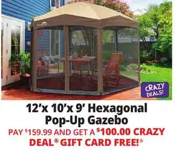 Ocean State Job Lot Hexagonal Pop-Up Gazebo with Mosquito Netting Dark Brown offer