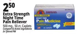 Ocean State Job Lot Health Star Night Time Extra Strength 500 mg Acetaminophen Pain Reliever Caplets 50 Caplets offer