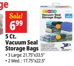 Ocean State Job Lot 5 Ct. Vacuum Seal Storage Bags offer
