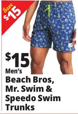 Ocean State Job Lot Men's Beach Bros, Mr. Swim & Speedo Swim Trunks offer