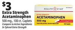 Ocean State Job Lot Health Star 500 mg Acetaminophen Pain Reliever 100 Caplets offer